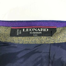 高級 絹100% レオナール LEONARD サイドスリット入 ペイズリー柄 プリント シルク ひざ下 ミディ丈 スカート 69-94 ネイビー 総柄 レトロ_画像6