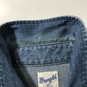 希少 限定 別注デザイン ラングラー Wrangler x BEAMS 27WM デニム ウエスタン シャツ L インディゴ ブルー ウェスタン ビンテージ加工の画像9