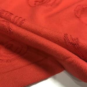クマ ロゴ 刺繍デザイン モスキーノ MOSCHINO コットンニット フレア ミディ 半袖 ワンピース 14号 オレンジ ロング セーター Aラインの画像9