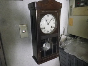 MEIJI　柱時計　レトロ　アンティーク　手巻きゼンマイ稼働　動作OK☆　レトロなバネ打音で時報も鳴ります。半世紀以上前の古い物