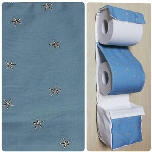 ●刺繍の星　トイレットペーパー　ポケット付き　ホルダー　カバー　夜空　小物収納付
