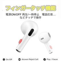 未使用　送料無料　Bluetooth　ワイヤレス　イヤホン　TWS　軽量　コンパクト　通話　pro4　ホワイト_画像3