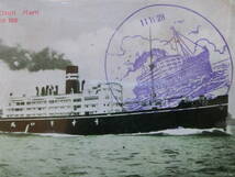 戦前 船舶 絵葉書 2枚 大阪商船 OSK ばいかる丸 うすりい丸 乗船記念スタンプ 古写真 船舶 運搬船 旅客船 歴史資料_画像5