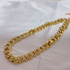 ネックレス GOLD chain ゴールドネックレス　ジルコン　ヴィンテージ　男女兼用 海外アクセサリー　新品未使用