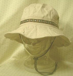 [ summer ] Lady's cotton 100% wash processing tyrolean tape safari hat < beige : free size :.......: approximately 59cm>4166