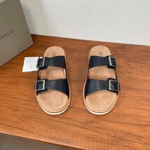 Brunello Cucinelli 　ブルネロクチネリ イタリア 　メンズ 　スリッパ もよう 牛革 ブラック 夏　39-44サイズ選択可能_画像1