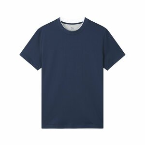 ブルネロクチネリ　BRUNELLO CUCINELLI メンズ　Tシャツ　フェイクレイヤード　丸首　無地　48-56　サイズ選択可能
