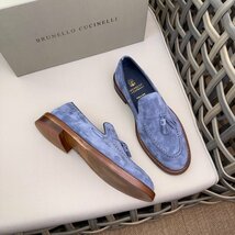 Brunello Cucinelli ブルネロクチネリ フリンジ ペニー メンズ シューズ　 靴　 ローファー カジュアル　　サイズ選択可能_画像3