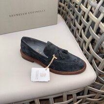 Brunello Cucinelli ブルネロクチネリ フリンジ ペニー メンズ シューズ　 靴　 ローファー 　ブラックアッシュ　サイズ選択可能_画像5