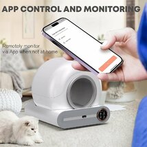 自動猫砂掃除ロボットペットスマート自動洗浄猫トイレ、65L + 9L 大容量 & 臭気除去 - APP 制御 - 複数の猫用、48x51.6x50.5cm_画像5