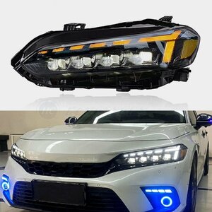 ホンダ シビック ヘッドライト第11世代 LED 流れるウインカー 右ハンドル専用For Honda Civic Hatchback 2022-2023