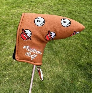 新品　Malbon　Putters cover ヘッドカバー　　ゴルフ　パター　カバー　ブラウン　マグネット付き　ピン型