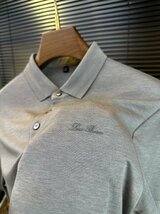 Loro Piana　ロロピアーナ メンズ 半袖ポロシャツ Tシャツ 　春夏　グレー　 2XLサイズ 紳士服 リヨセル 無地 吸湿速乾　涼しい_画像5