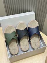 Brunello Cucinelli 　ブルネロクチネリ イタリア 　メンズ 　スリッパ もよう 牛革 グリーン 2024 夏　39-44サイズ選択可能_画像6