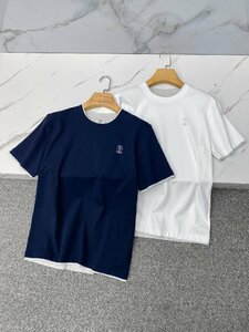 ブルネロクチネリ　BRUNELLO CUCINELLI メンズ　Tシャツ　半袖　刺繍ロゴ　新品　M-XXL　サイズ選択可能