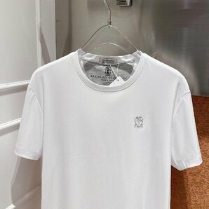 ブルネロクチネリ BRUNELLO CUCINELLI メンズ Tシャツ 刺繍ロゴ シンプル コットン 半袖 M-3XL サイズ選択可能 白の画像2