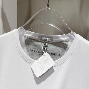 ブルネロクチネリ BRUNELLO CUCINELLI メンズ Tシャツ 刺繍ロゴ シンプル コットン 半袖 M-3XL サイズ選択可能 白の画像3