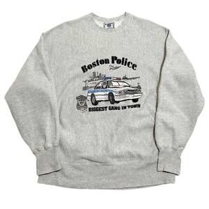 貴重 POLICE ポリス【ビンテージ 90s Lee リー リバースウィーブ スウェット USA製 XL 】 アメリカ ３段プリント 80s