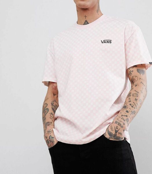 VANS ヴァンズ　 ピンク　チェックTシャツ　男女兼用　オーバーサイズ