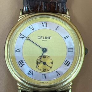 CELINE セリーヌ クオーツ時計 H2903-3 ゴールド×シェル文字盤 QZ ボーイズ腕時計 GSA042901 の画像1