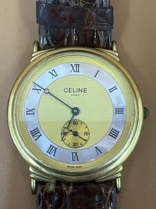 CELINE セリーヌ クオーツ時計　H2903-3 ゴールド×シェル文字盤 QZ ボーイズ腕時計　GSA042901 