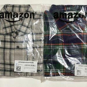 未開封 未使用 タグ付 amazon essentials 2着 フランネルシャツ チェックシャツ L 〜XL 相当 アマゾン プライベートブランド PB ネルシャツ