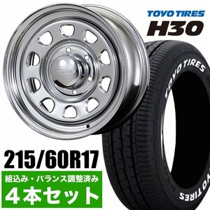 【4本組】200系 ハイエース デイトナ 17インチ×6.5J+38 クローム×TOYO（トーヨー） H30 215/60R17C ホワイトレター【車検対応】