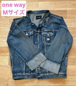 デニムジャケット ダメージ加工 デニム ジャケット Gジャン ポケット付き oneway ワンウェイ Mサイズ