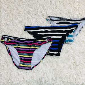 59[. summarize bikini panties 3 sheets ] swimsuit bikini panties swim wear swimming shorts under only woman adult retro border multicolor adult size 