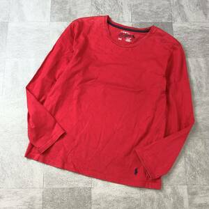  superior article RalphLauren Ralph Lauren one Point embroidery long sleeve cotton shirt long sleeve tops cut and sewn red size M