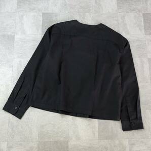 【新品・タグ付】無印良品 無印 MUJI クルーネックシャツ ノーカラーシャツ 長袖コットンシャツ ブラック レディースサイズXS〜Sの画像4
