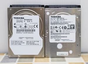 ∠ ｜2個 まとめ 2.5インチ SATA 内蔵型 ハードディスク｜TOSHIBA 東芝 MK6465GSX MQ01ABF032 HDD 640GB 320GB｜黄色判定 JUNK■N7125