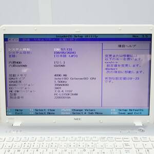 △ ｜15.6W ノートパソコン｜NEC PC-LS150F2H4W ホワイト｜Celeron 1.50GHｚ メモリ4GB ■P1730