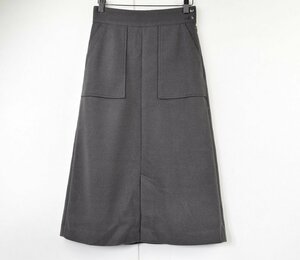 0494-24F0187* Ships SHIPS* autumn winter charcoal gray big pocket design skirt S a little meat thickness nappy cloth 