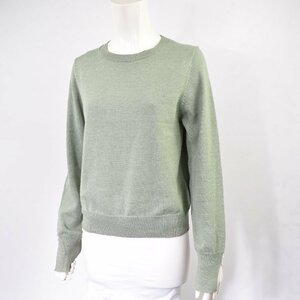 0494-24C0248* Ships SHIPS beautiful goods * cuffs . just .... pearl motif . Point! spring color green knitted pull over 