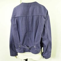 2724-24F0056★GALERIE VIE ギャルリーヴィー★美品 コットン ノーカラー デニムジャケット F ブルー ゆったりオーバーサイズ TOMORROWLAND_画像4