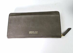 0867-24C0367★COMPLETE PLUS コンプリートプラス 美品★ヌバックレザー ラウンドファスナー長財布 カーキ系 定価13200円