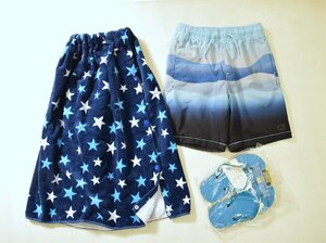 1265-24C0123★ギャップフィット&カラフルキャンディスタイル他 未使用★キッズ スイムパンツM青 今治ラップタオル ビーチサンダル22cm