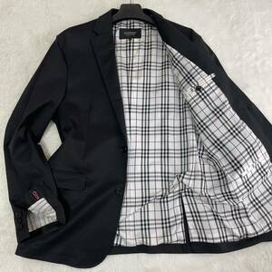 【美品】BURBERRY BLACK LABEL バーバリーブラックレーベル テーラードジャケット アンコン ノバチェック 本切羽 刻印ボタン ブラック 黒 L