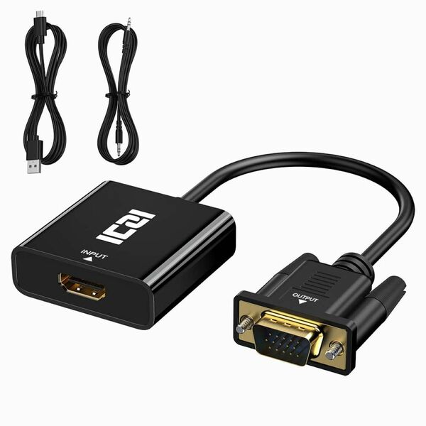 HDMI VGA変換アダプタ HDMI(メス) to VGA（オス ） 変換 音声出力 HDMIケーブル D-SUB変換 
