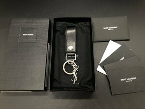 SAINT LAURENT サンローラン YSL キーホルダー キーリング 518323 0SX0E 1000 ☆良品☆[842-1108-2O6]