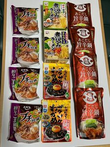 久原あごだし旨辛鍋　エバラプチッと鍋担々ごま鍋　永谷園煮込みラーメン　リケンふりかけるザクザクわかめ食べるラー油味　詰合せ12個