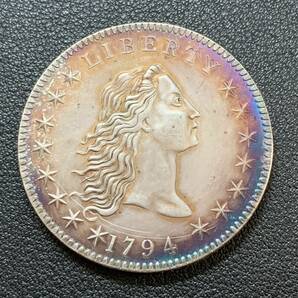 銀貨 古銭 アメリカ 1794年 自由の女神 リバティ 星の数・13 イーグル 1ドル 大型 コイン 硬貨の画像1