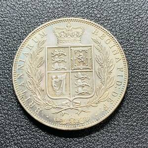 銀貨　古銭　1884年　イギリス　ヴィクトリア女王　エドワードクラウン　連合王国国章　紋章　コイン　硬貨　貿易銀