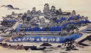 Art hand Auction Kumamoto Castle View Castle Built in 1601-07 Kiyomasa Kato Ginkgo Castle Immortal Famous Castle Three Famous Castles of Japan Wallpaper Poster 603 x 353mm Peelable Sticker 009S2, artwork, painting, others