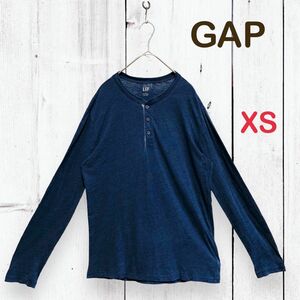 GAP/ギャップ/ヘンリーネックカットソー/ロンT/長袖/コットン/インディゴ　春服　