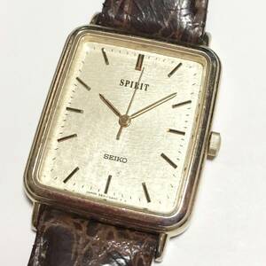 【1円】 時計 SEIKO セイコー SPIRIT スピリット 5E21-5B50 QUARTZ クォーツ スクエア ゴールド文字盤 3針 腕時計 ウォッチ 稼働品