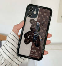 iphone13miniケース カーバー TPU 可愛い　熊　ガラス　お洒落　軽量 ケース 耐衝撃高品質ブラウン140_画像2