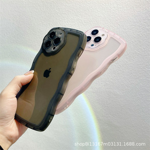 iphone11proケース カーバー TPU 可愛い 透明 波型花 お洒落 軽量 ケース 耐衝撃高品質ブラック448の画像8