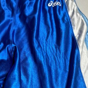 アシックス asics 黒タグ バスケットボール トレーニング用 光沢バスパン バスケパンツ バスケットボールパンツ XOサイズ 青 ブルーの画像2